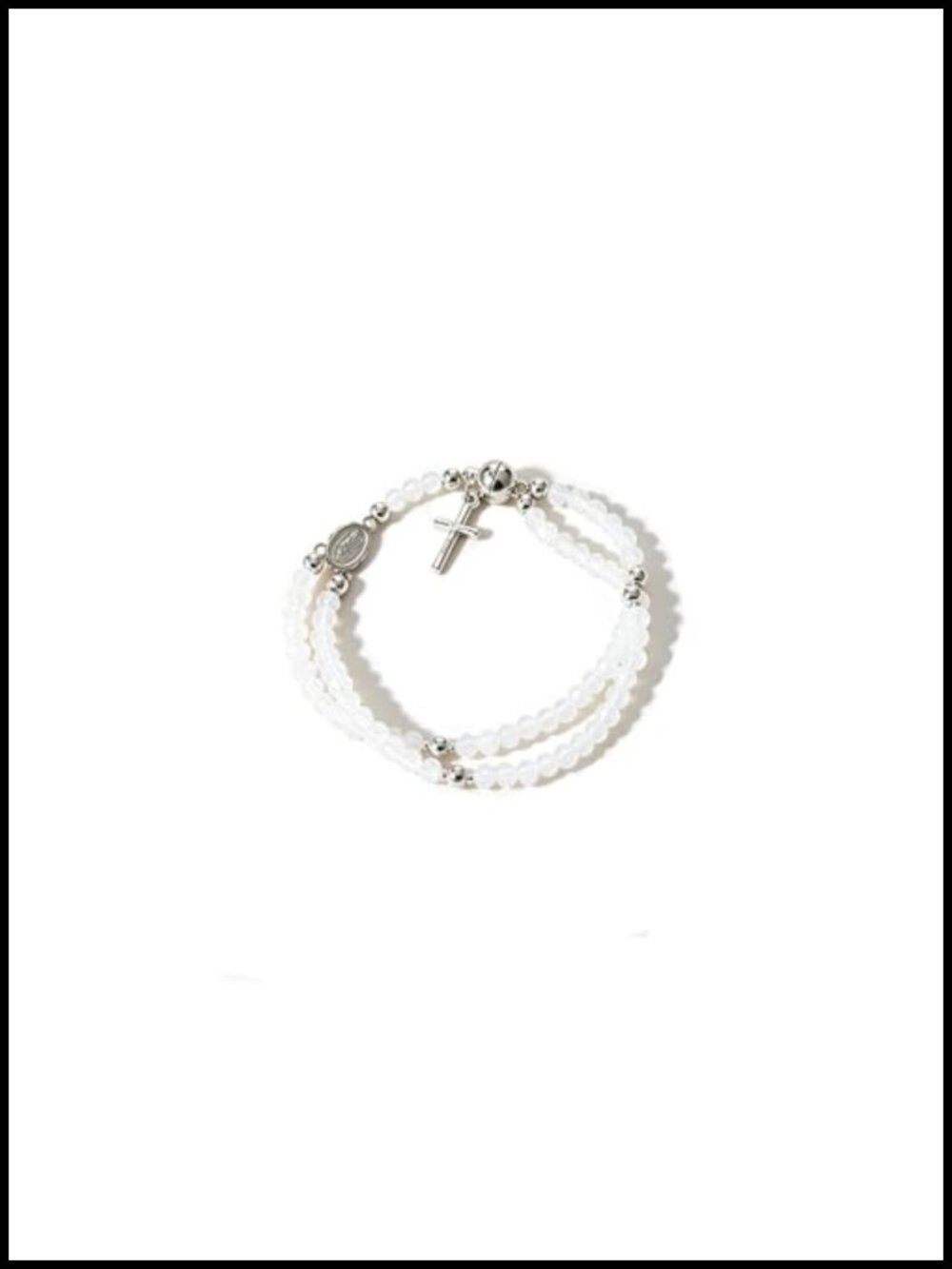 Handcrafted Rosary Bracelet for Women Christian Prayer Beads Cross Charm Link